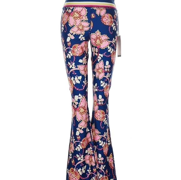 Johnny Was Blue Floral Baby Bell Montreux Flare Pants Medium NWT - Picture 3 of 6